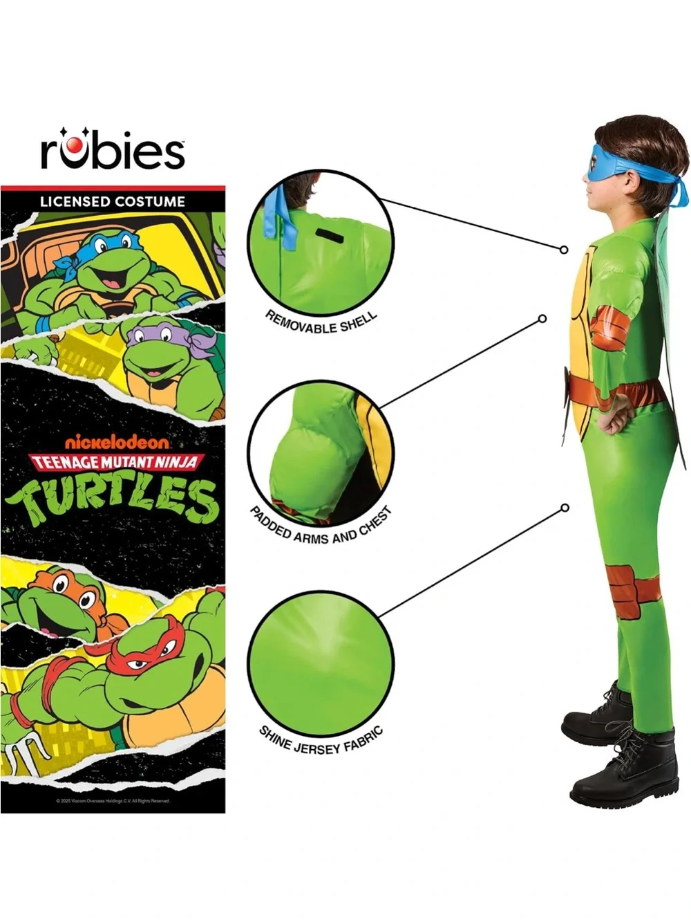 NICKELODEON Boys Teenage Mutant Ninja turtles 4-in-1 turtle Halloween set -S 6/7